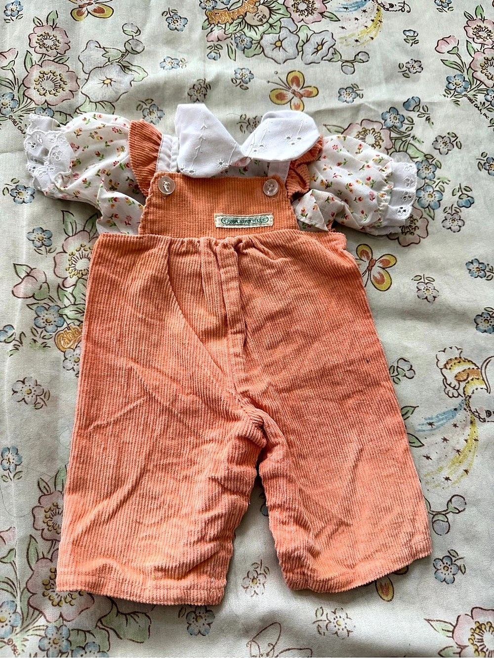 Cabbage Patch Kids Vintage Ruffled Corduroy Overalls and Blouse